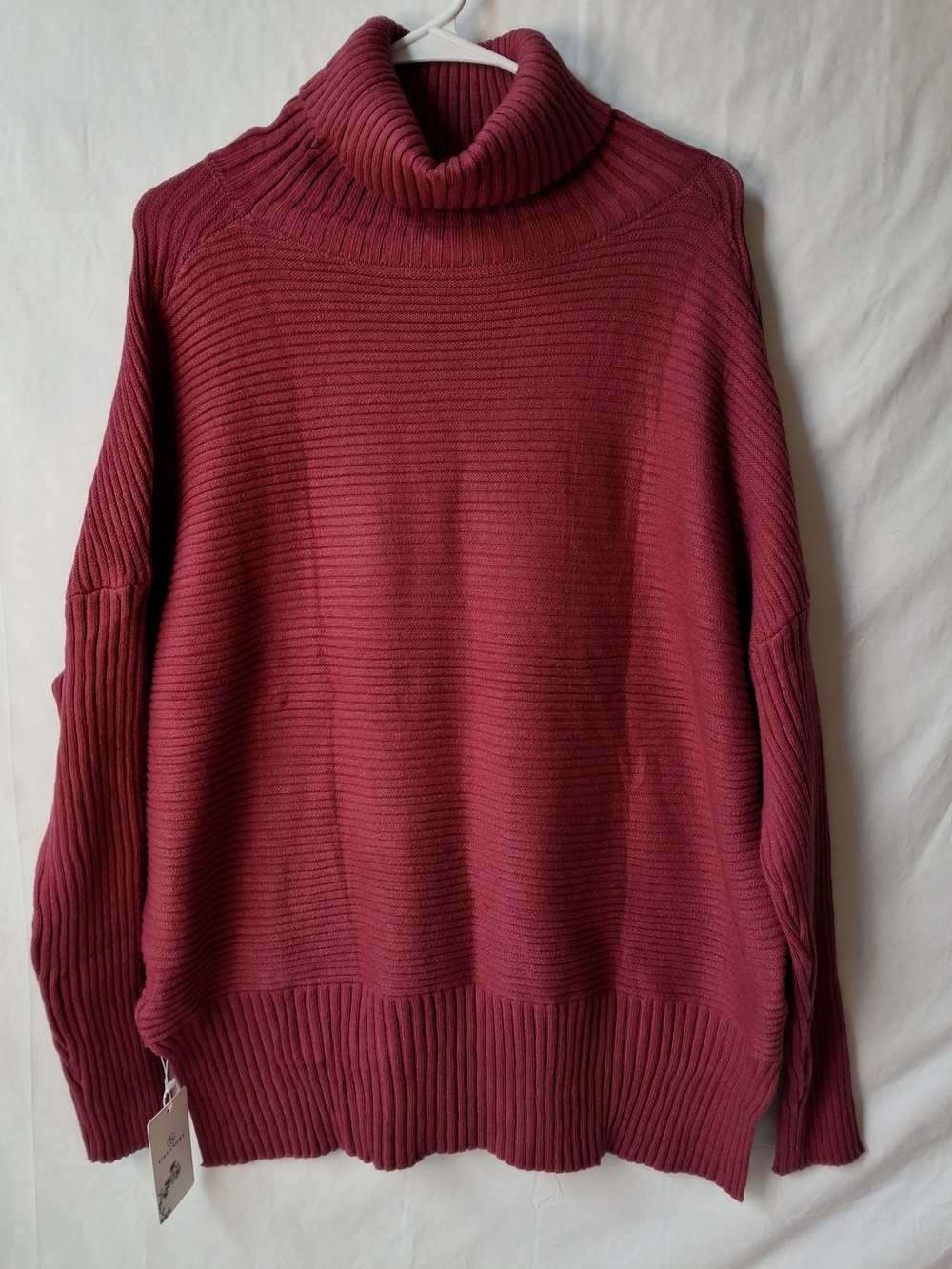 Lillusory Ribbed Cowl Neck Sweater - Wine‎